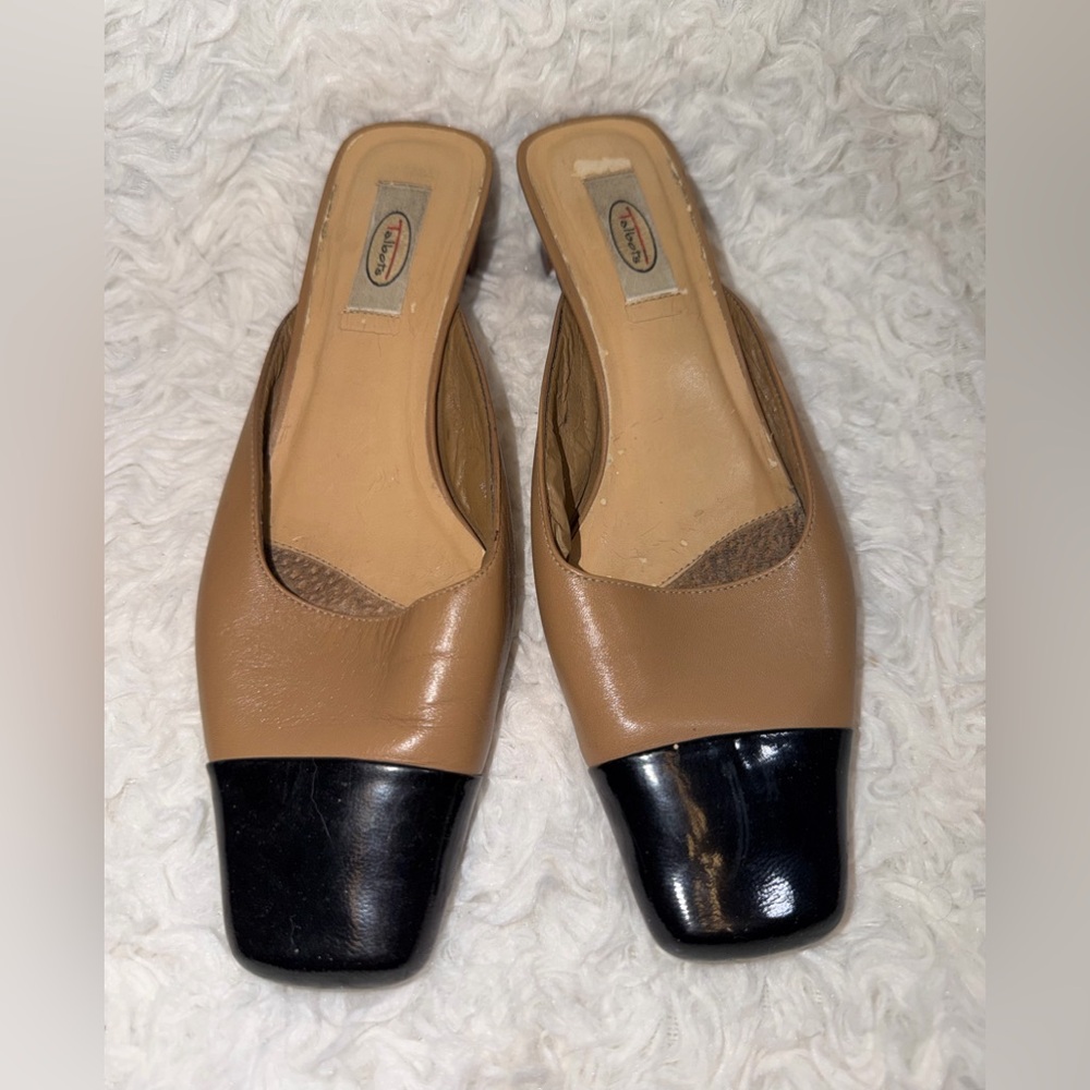 Vintage Talbots cap toe mules kitten heels size 8.5